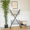 Industrial Metal 2-Tier Rolling Utility Cart – Vintage Black