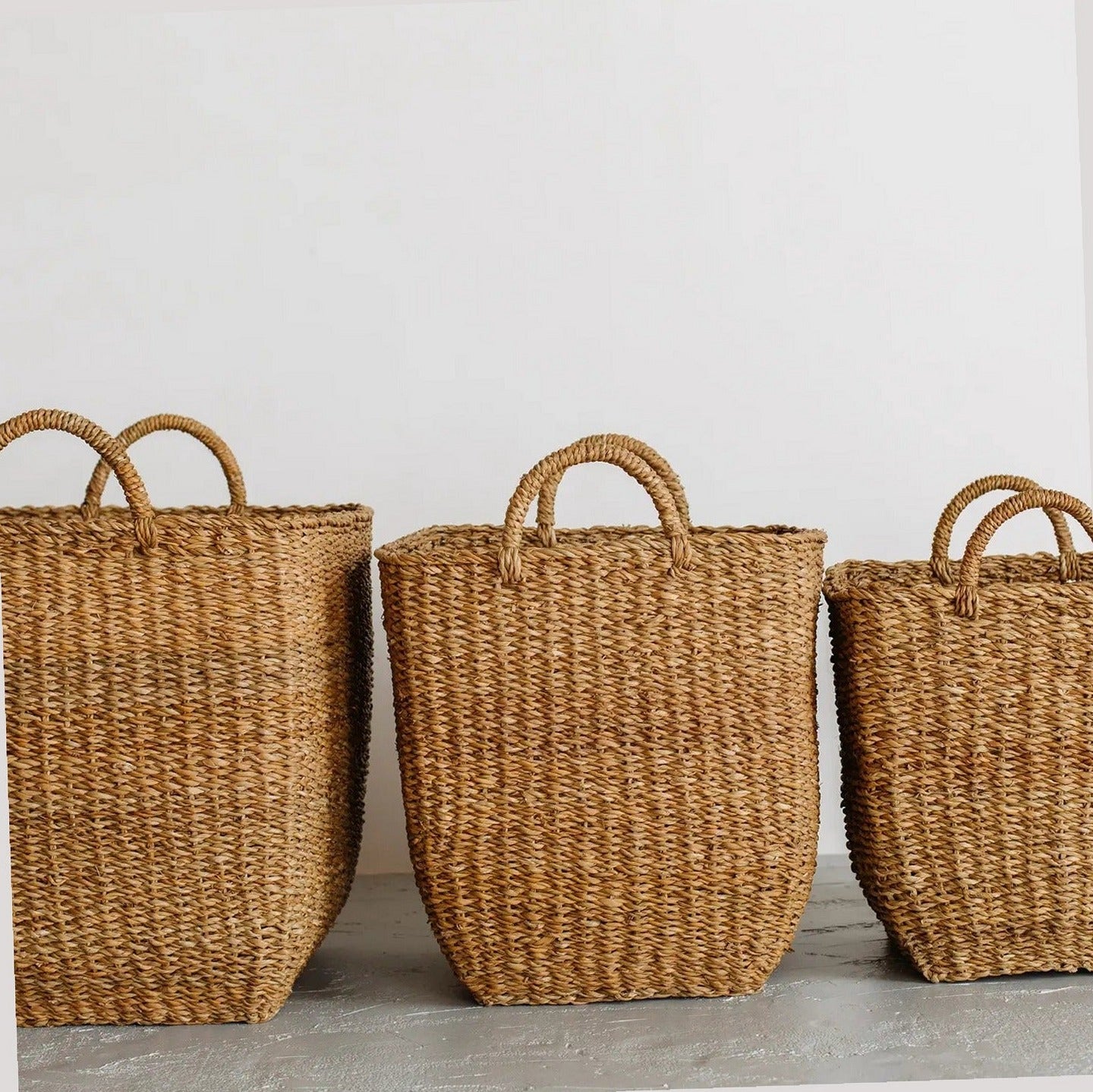 Handwoven Natural Hogla Grass Square Laundry Basket