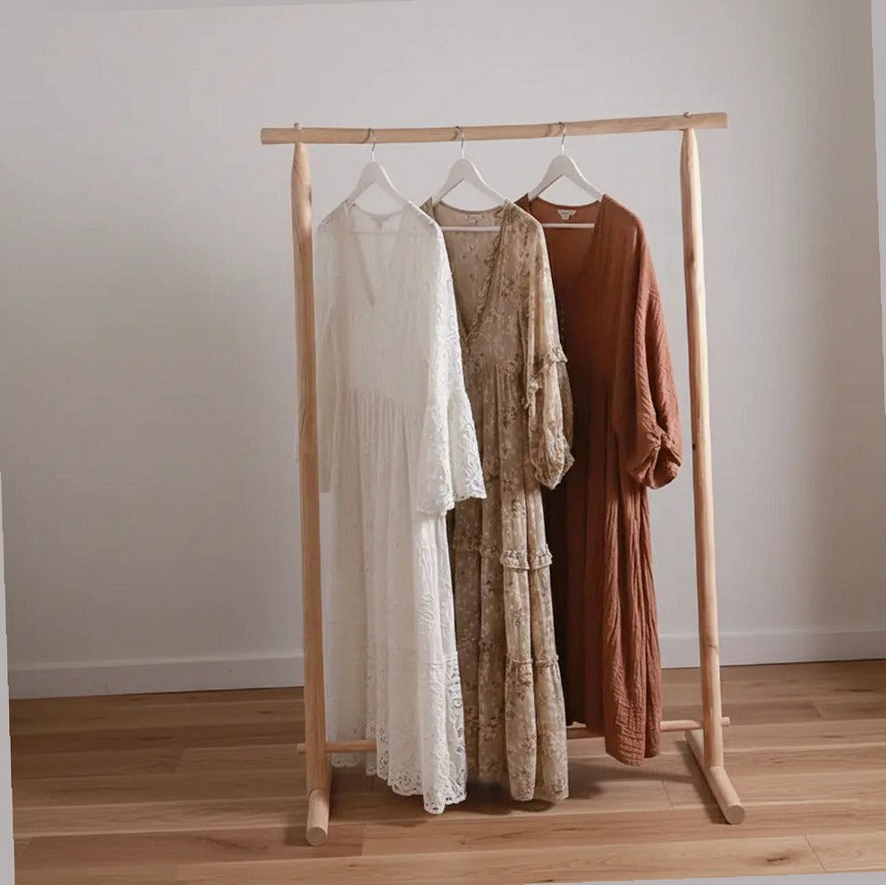 Handcrafted Natural Chestnut Standing Garment Rack