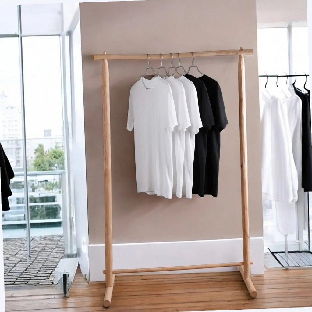 Handcrafted Natural Chestnut Standing Garment Rack