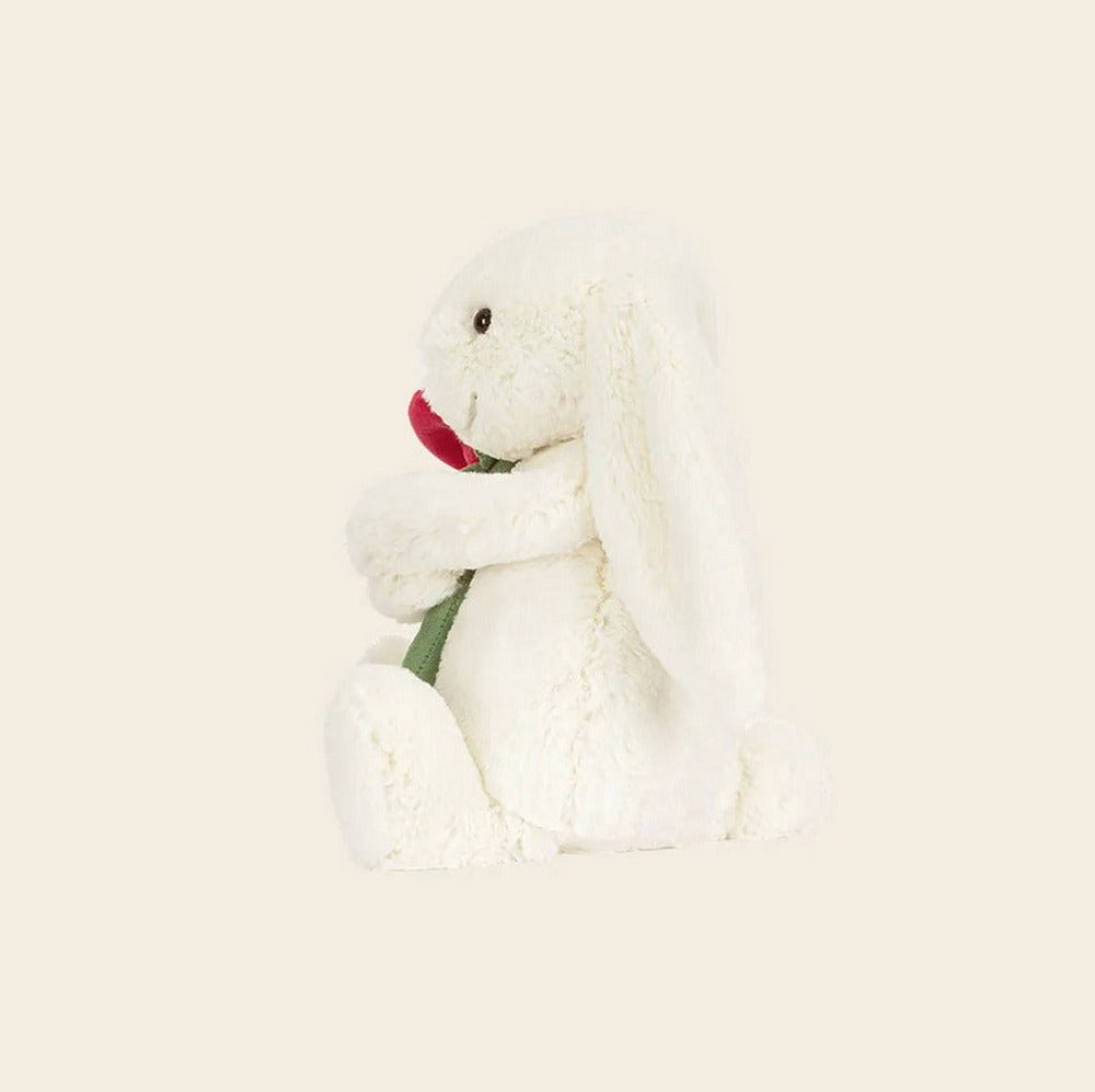 Cream Bunny with Rose